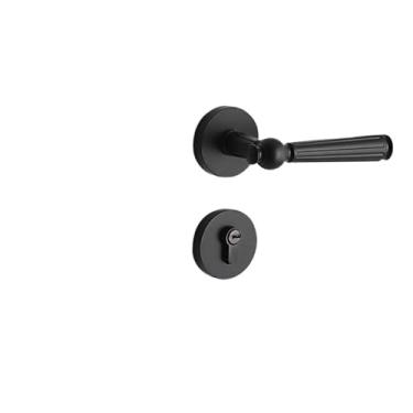 Imagem de VTGVVVTR Fechadura de porta interna para quarto, simples, magnética, silenciosa, preta, liga de zinco, maçaneta, fechadura de porta de madeira dividida (Yahei B 7250 Corpo de bloqueio)