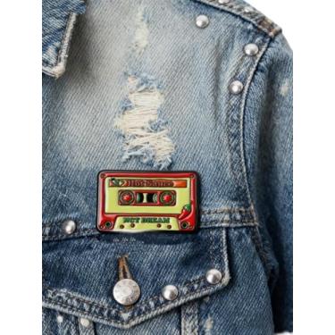 Imagem de Broche de fita cassete retrô esmaltada - broche estilo música vintage para jaquetas, mochilas e chapéus - distintivo de lapela estética legal para amantes de música, One Size, Metal, Sem Pedra