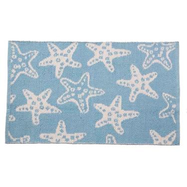 Imagem de Tapete reversível HF by LT Starfish Jacquard 51 x 76 cm, tecido à mão, perfil baixo, lavável na máquina