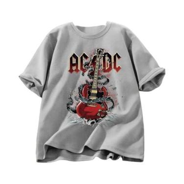 Imagem de Camiseta Unissex De Algodão AC/DC Band Retro Hip Hop Streetwear Haraju