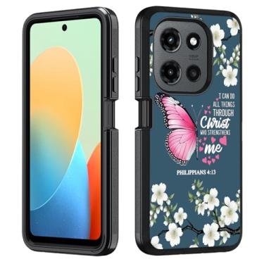 Imagem de Capa para Moto G Stylus 5G 2025, resistente 3 em 1, híbrida, grau militar, à prova de choque, capa protetora de corpo inteiro para Motorola Moto G Stylus 5G 2025, verso bíblico borboleta floral