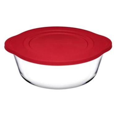 Imagem de Refratário Redondo com Tampa Plástica 840ml  Vidro Resistente para For