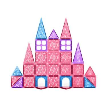 Imagem de Castelo De Blocos Magnéticos Princesa Rosa 3D Conjunto De Blocos De Co