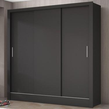 Imagem de Guarda Roupa Casal Dubai 3 Portas De Correr Carioca Móveis Preto/preto