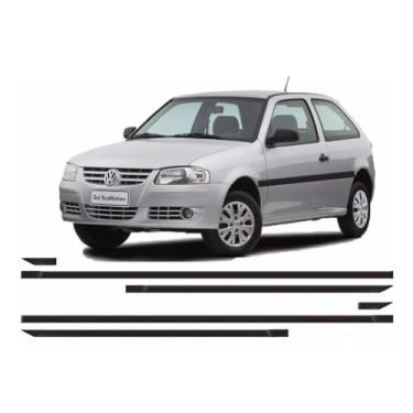 Imagem de Kit de Frisos Laterais Modelo Fino Preto Autocolante | Gol G3 G4 2 Portas e Parati G2 Bola 2 Portas | Ano 1999 a 2013