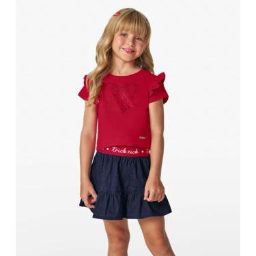 Imagem de Conjunto Infantil Blusa Com Saia Trick Nick Vermelho, 6, Vermelho