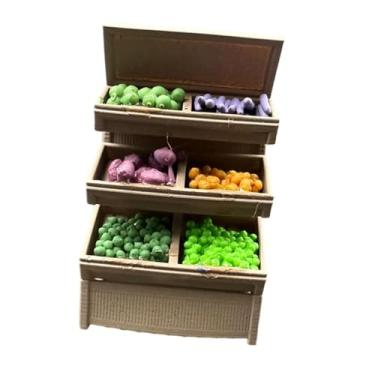 Imagem de YIJU Acessórios para diorama de supermercado em escala 1:64, minimodelo para casa de bonecas e adereço fotográfico, Prateleira de Vegetais