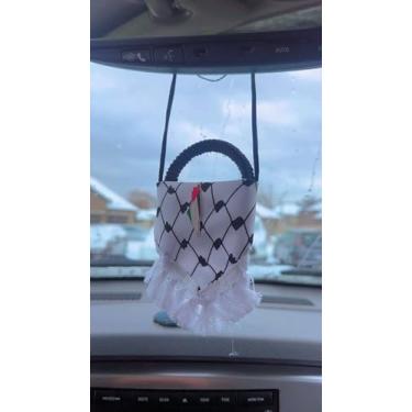 Imagem de Ornamento para pendurar espelho de carro Kufiyah palestino com acessório de decoração cultural tradicional