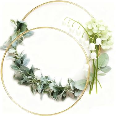 Imagem de YDJIANCAI 1 argola dourada para artesanato, anel de metal para macramê, grinalda floral, decoração de casamento e tapeçarias de parede, suprimentos de arte DIY (tamanho: 20 cm)