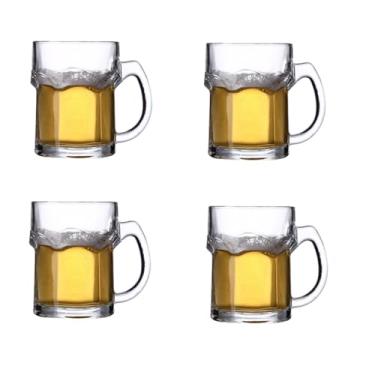Imagem de DZGUAI Pacote com 4 copos de cerveja com alça - canecas de vidro de 500 ml, conjunto clássico de copos de caneca de cerveja