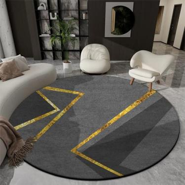 Imagem de Tapetes redondos geométricos para sala de estar, decoração de luxo, tapetes grandes e macios de pelúcia para quarto, escritório, cadeira, piso (180 x 180 cm/Flanela - 10)