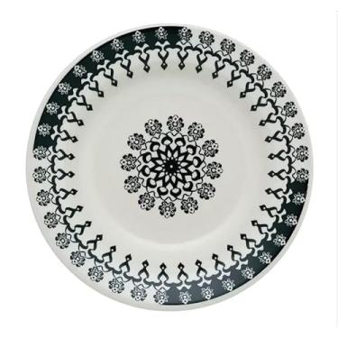 Imagem de Prato Fundo Jantar Decorado Louça Cerâmica Resistente Lindo Jogo com 12 Unidades Premium Biona 22cm (Folk,6)