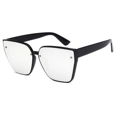 Imagem de Óculos de Sol Unissex com Armação Grande, Rebites e Degradê em Cores Jelly, Ideais para Esportes ao Ar Livre, Corrida e Ciclismo, nas Cores Preto e Prata.