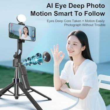 Imagem de Zopsc Tripé AI Selfie Stick, Suporte para tripé de Rastreamento Automático Inteligente de 360 ​​ângulos Com Extensível 175 Cm, 8 Seções Extensíveis, Controle Remoto Sem Fio