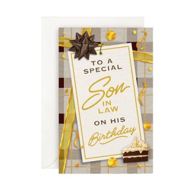 Imagem de Prime Greetings Cartão de aniversário genro, feito nos Estados Unidos, cartolina grossa com envelope premium embalado em um envelope de apresentação reutilizável, ecológico, 12,7 cm x 19,7 cm