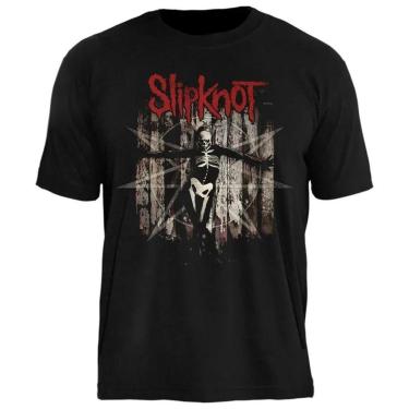 Imagem de Camiseta de Banda Stamp Slipknot em Algodão manga Curta Gola Redonda-Unissex