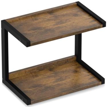 Imagem de MARTY Organizador de prateleira de balcão de 2 camadas de 32 x 19,6 cm para bancada, organizador de estação de café para copos de canecas, organizador de armazenamento de mesa de madeira para banheiro