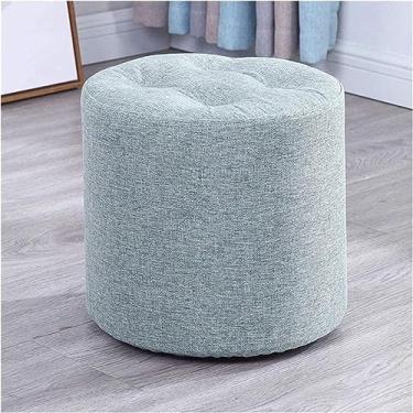 Imagem de Banqueta elegante de madeira para pés - apoio para os pés de madeira maciça para sala de estar, entrada, banco de troca de sapatos, estofamento de tecido macio, decoração de casa versátil, cor roxa