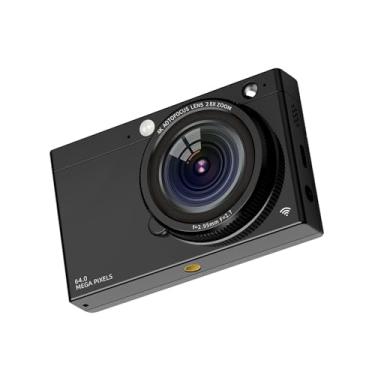 Imagem de aqxreight Câmera Digital CCD 4K Portátil, Câmera de Vídeo WiFi de 64 MP Com Tela de 2,83 Polegadas Zoom 28X Integrado Flash 80 Efeitos de Filtro, para Estudantes Adolescentes Festival de (Preto)