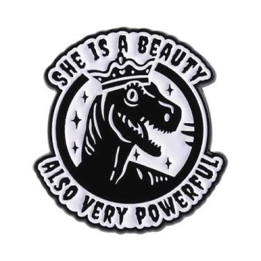 Imagem de Broches De Esmalte Com Tema De Dinossauro Cartoon Com Chapéu De Cowboy