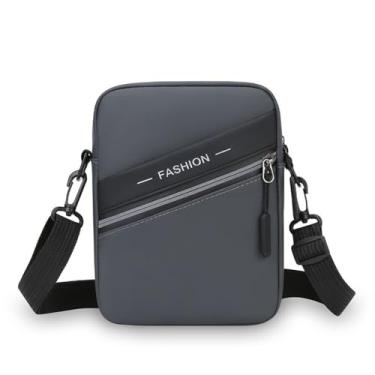 Imagem de Bolsa tiracolo masculina com vários bolsos, casual, grande capacidade, bolsa de ombro masculina de poliuretano para uso externo (cinza)