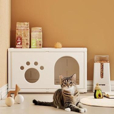 Imagem de PakaLife Gabinete de caixa de gato, móveis de caixa de areia de gato de madeira, armário de areia elegante e moderno para gatos, mesa de extremidade, casa de caixa de areia