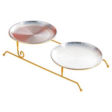 Imagem de WeiLaiKeQi Prato de frutas, travessa, porta-petiscos, ornamento, expositor, bandeja removível de grande capacidade, organizador para decoração de festas e, Prata