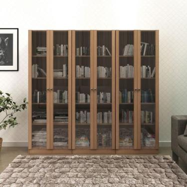 Imagem de Conjunto de Escritório com 3 Armários com 2 Portas de Vidro e 5 Pratel