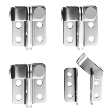 Imagem de UFURMATE 4 pares de parafusos deslizantes resistentes com cadeado trava trava de segurança para armário de celeiro gaiola de animais de estimação cerca de madeira janela de garagem (prata escovada)