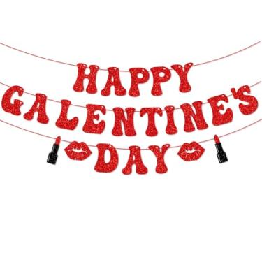 Imagem de Faixa vermelha brilhante feliz dia galentinos decorações românticas, adereços para fotos de dia dos namorados lembrancinhas de festa para meninas decoração temática galentinas, decoração temática de