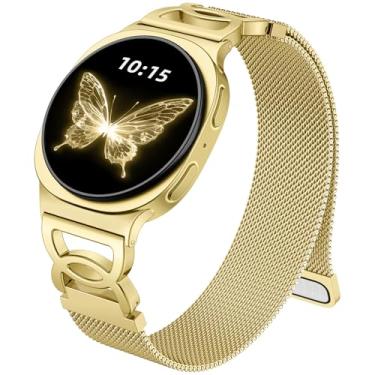 Imagem de Adorve Pulseira de metal compatível com Galaxy Watch 8 de 40 mm e 44 mm, Galaxy Watch 8 Classic de 46 mm, pulseira magnética milanesa sem lacunas para Samsung Watch com design exclusivo
