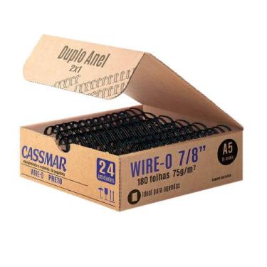 Imagem de Wire-o para encadernação A5 7/8 2x1 para 180fls preto 24un - CASSMAR