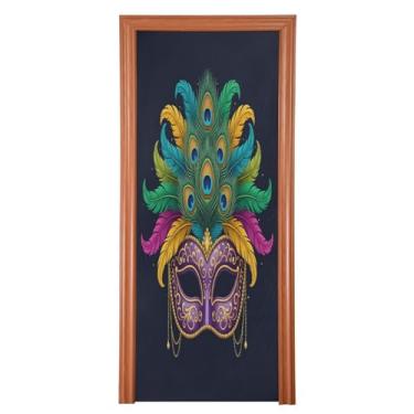 Imagem de Wassud Máscara de baile de máscaras de carnaval capa de porta dia dos namorados decoração de festival ao ar livre faixa interna decoração de casa grande decoração de porta da frente 91 cm x 248 cm