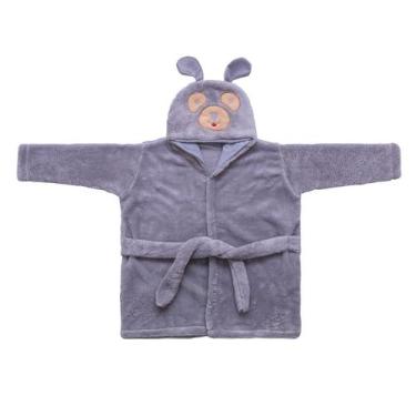 Imagem de Roupão Infantil de Microfibra Tam. PP Baby Joy, Cachorro cinza