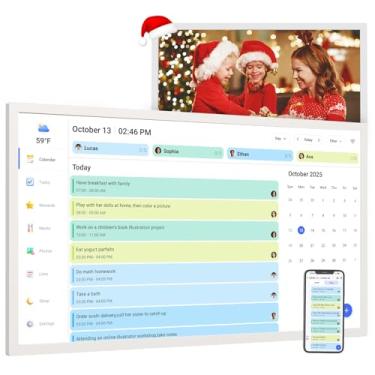 Imagem de Calendário digital inteligente e tabela de tarefas para agendas familiares – Tela interativa inteligente sensível ao toque de 81 cm, Wi-Fi duplo, sincronização automática de calendários Google iCloud