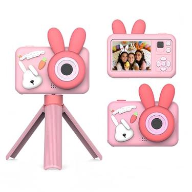 Imagem de Câmera digital Cute Rabbit de 96 MP, câmeras duplas frontal e traseira ultra HD com bastão de selfie, reprodutor de música integrado, câmera portátil de vlogging de viagem para presentes de