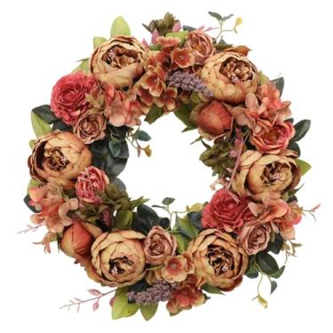 Imagem de Lilihuimaoyi Guirlanda de Peônias Artificiais Duráveis ​​para Porta de Entrada, Decoração Interna E Externa, Arranjo Floral, Guirlanda para Aniversários E, Múltiplos
