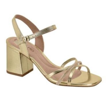 Imagem de Sandalia Feminina Beira Rio Festa Salto Bloco Alto Brilho Strass Metalizada Lançamento Ref: 8436.347-Feminino