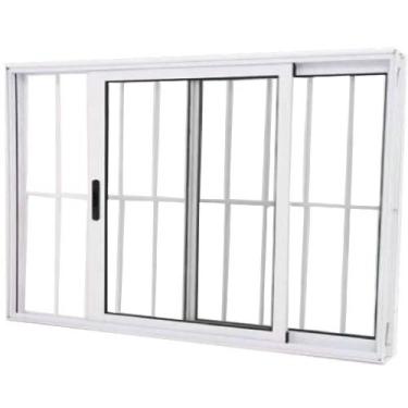 Imagem de Janela Vitro 2 Folhas Alumínio Branco 1.00  X 1.00 Linha 25 com Grade 