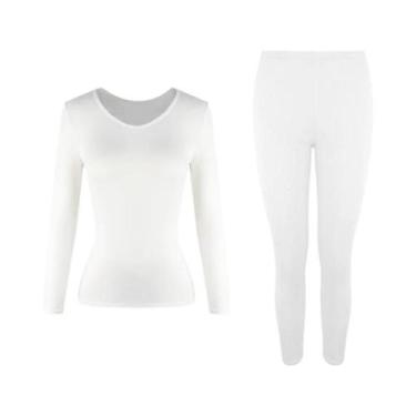 Imagem de Conjunto De Roupa Térmica Feminina S-3XL Forrado Com Fleece Camada Bas