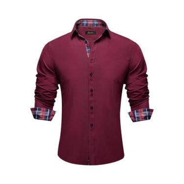 Imagem de Camisa Social Masculina De Manga Longa Preta Com Estampa Paisley Verme