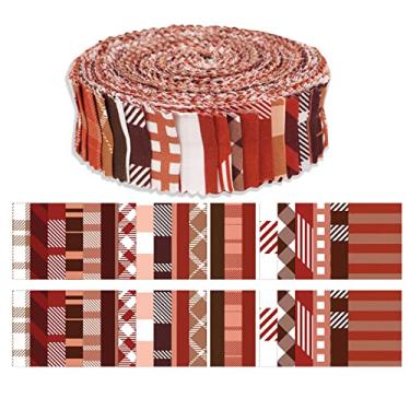 Imagem de Soimoi 40 tiras de rolo de geleia de algodão - tiras de tecido pré-cortadas de 3,8 cm para projetos de acolchoamento, patchwork e costura DIY - Cores da coleção Geogrid