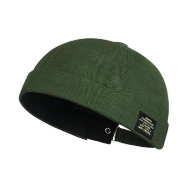 Imagem de Gorro De Algodão Unissex Sem Aba, Cor Sólida, Com Contas, Estilo Hip H