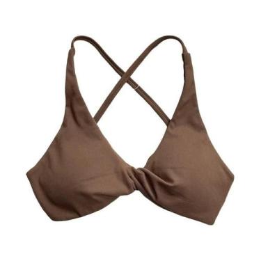 Imagem de Sutiã Esportivo Feminino Acolchoado Com Torção, Top Cropped Para Fitne