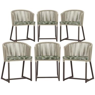 Imagem de 6 Cadeiras De Jantar área Noronha Marrom E5 Trama  Rami