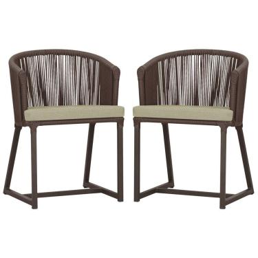 Imagem de 2 Cadeiras De Jantar Noronha Marrom Corda Náutica E7 Trama Marrom