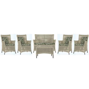 Imagem de Jogo Sofá 4 Poltronas E Mesa Igapó Marrom E5 Trama Original Rami