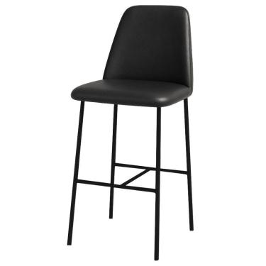 Imagem de Banqueta Turquia Couro Preto Em Metal Preto