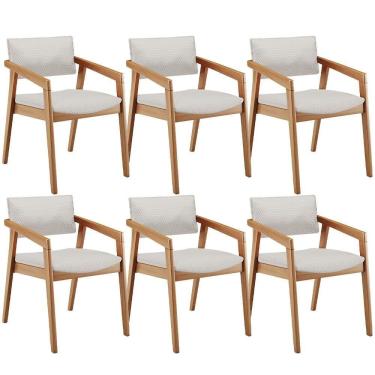 Imagem de Kit 06 Cadeiras Para Sala De Jantar Estar Living Giorgia B04 Bouclê Cru - Lyam Decor