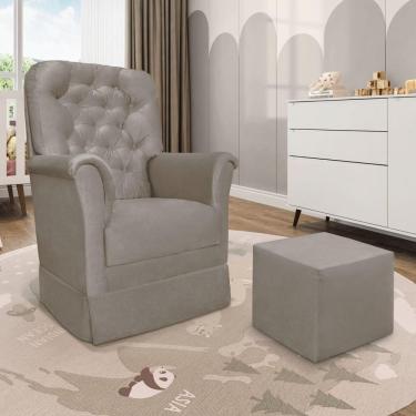 Imagem de Poltrona De Amamentação Com Balanço E Puff Angelin Suede Cinza Escuro P02 - D'rossi